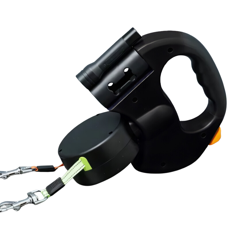 DogFri™ DoubleLeash: LED Licht Dubbele Hoofd Intrekbare Hondenriem