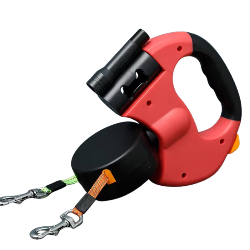 DogFri™ DoubleLeash: LED Licht Dubbele Hoofd Intrekbare Hondenriem