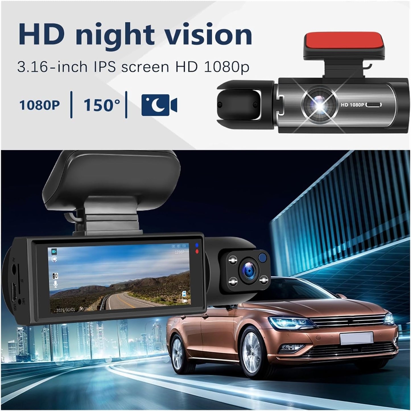 Dashcam Pro™ Full HD 1080P | Dual Lens, Veiligheid en Kristalheldere Beelden