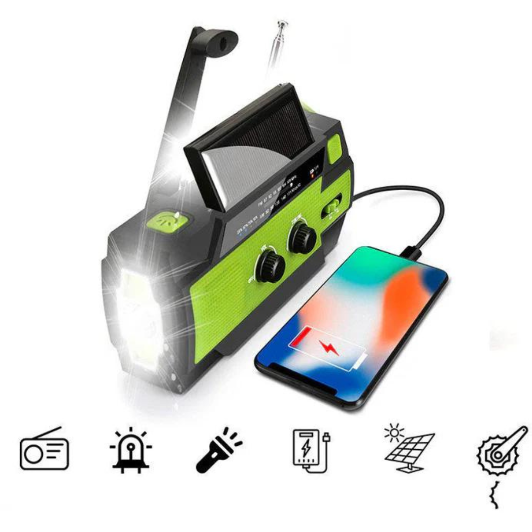 EmergencyRadio - Multifunctionele Radio op Zonne- Energie