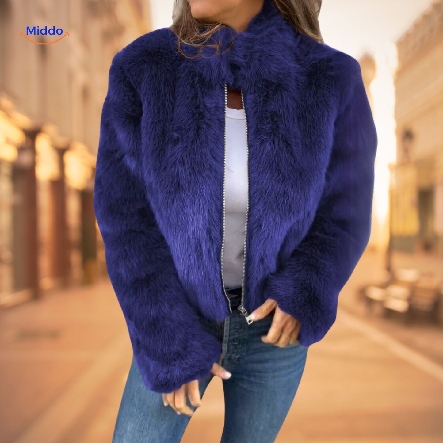 FurElegance™ Jas | Luxe Imitatiebont, Hoge Kraag, Stijlvol & Warm voor Elke Gelegenheid