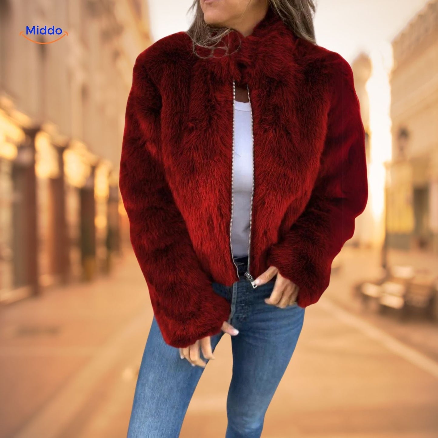 FurElegance™ Jas | Luxe Imitatiebont, Hoge Kraag, Stijlvol & Warm voor Elke Gelegenheid