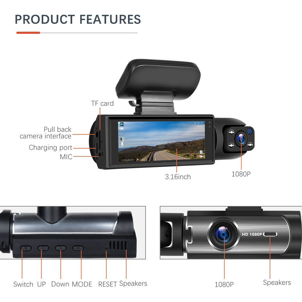 Dashcam Pro™ Full HD 1080P | Dual Lens, Veiligheid en Kristalheldere Beelden