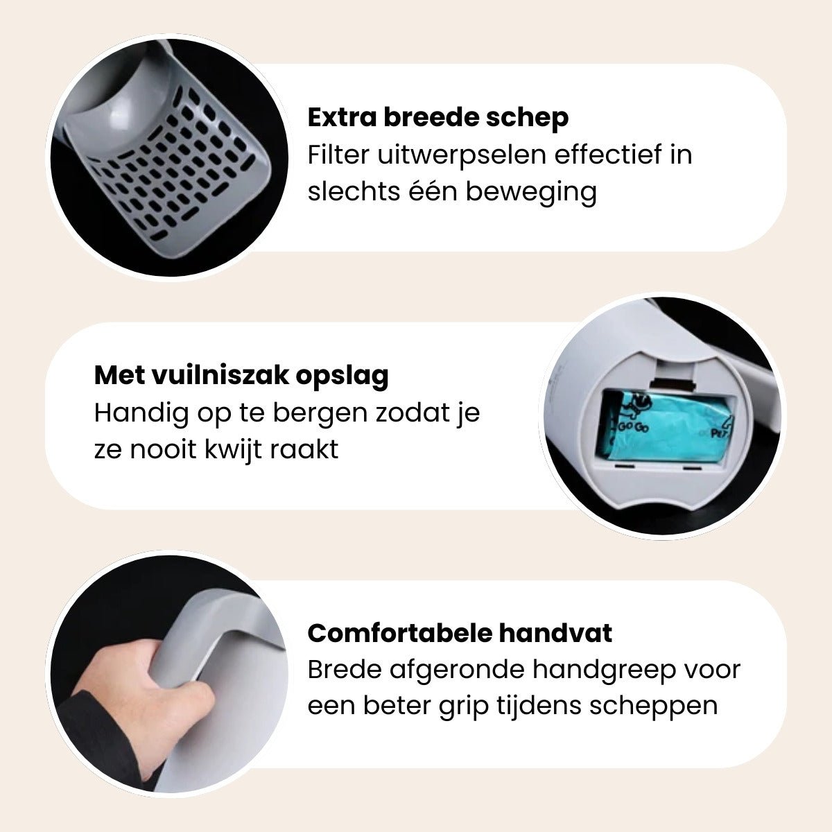 CharmPaws™ 2-in-1 Kattenbakschep met Container