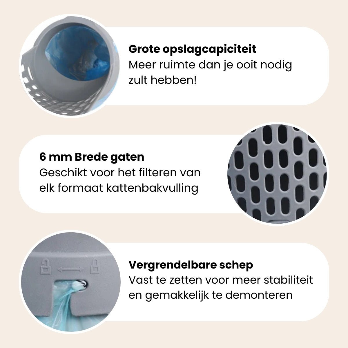 CharmPaws™ 2-in-1 Kattenbakschep met Container