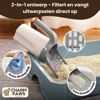 CharmPaws™ 2-in-1 Kattenbakschep met Container