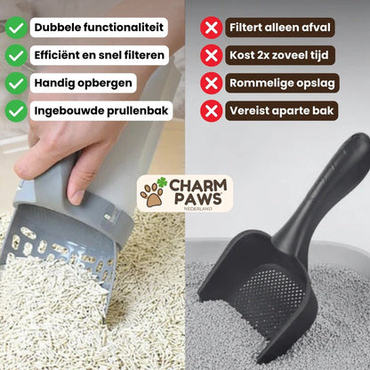 CharmPaws™ 2-in-1 Kattenbakschep met Container